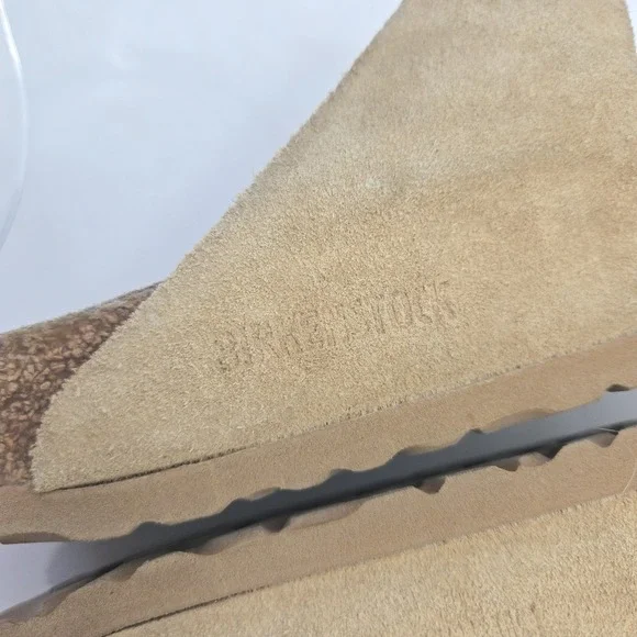 Birkenstock Sandals Size 41 Womens 10 N Arizona Latte Beige Leather Slip On Soft - Picture 9 of 14